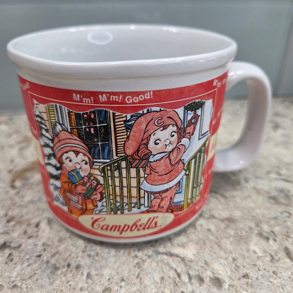 Vintage Campbells Soup Kids Mug 2000 Houston Harvest Mm Mm Good‎ Red Ceramic Cup